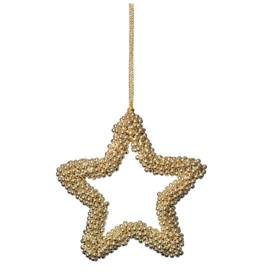 Sm. Gold Pearl Star Ornament 4 in