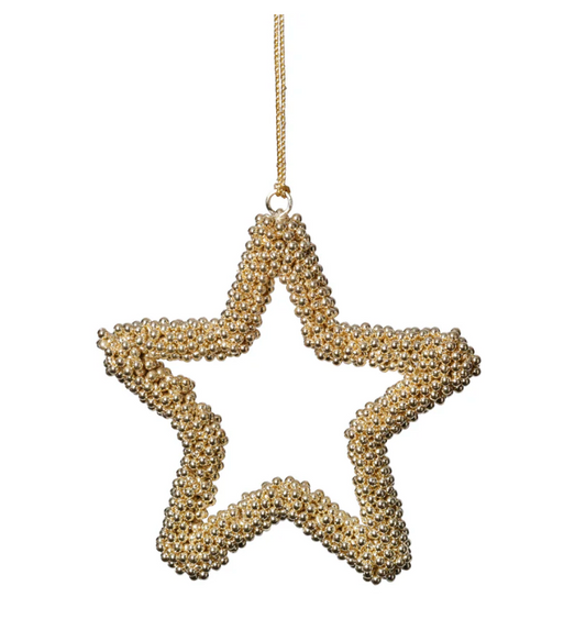 Lr. Gold Pearl Star Ornament 5 in