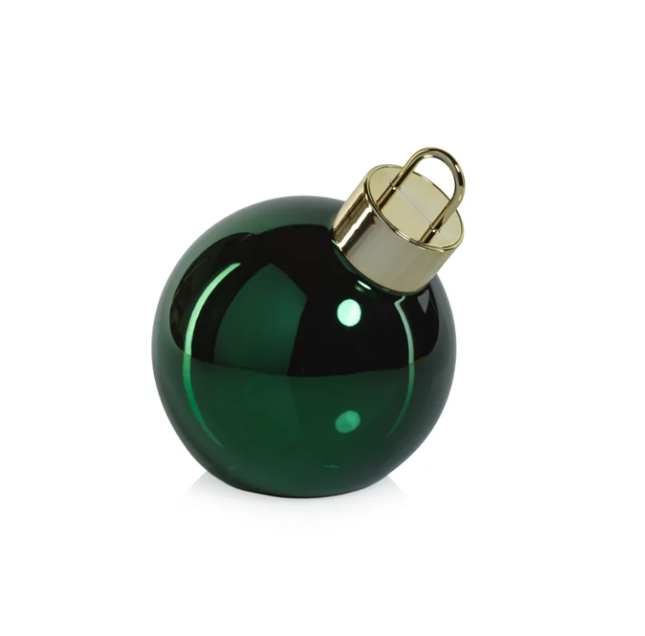 Green Metallic Glass Oversized Ornament Ball 6 in