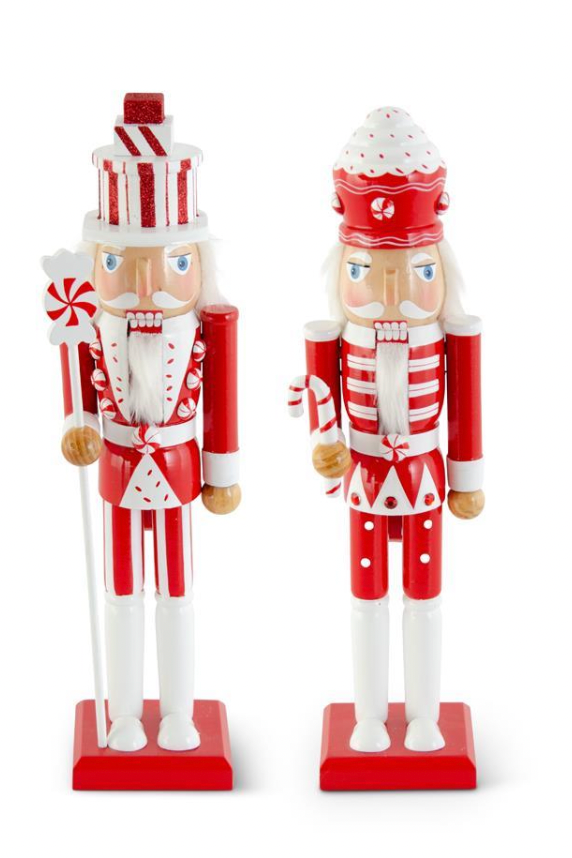15 INCH RED AND WHITE WOOD NUTCRACKERS