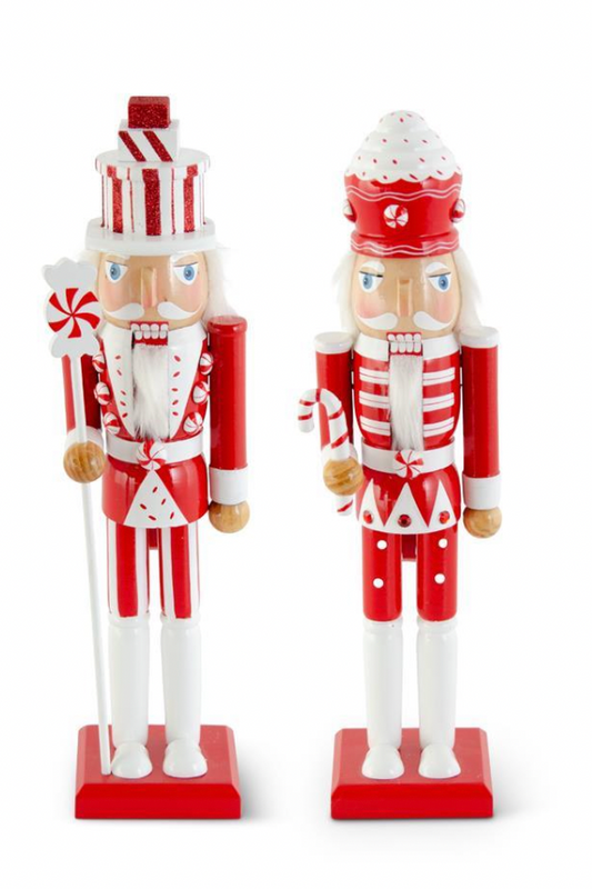 15 INCH RED AND WHITE WOOD NUTCRACKERS