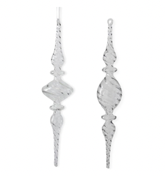 Assorted Swirled Clear Glass Finial Ornaments 2 styles