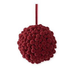 4.75 Inch Burgundy Multi Size Pom Pom Ball Ornament