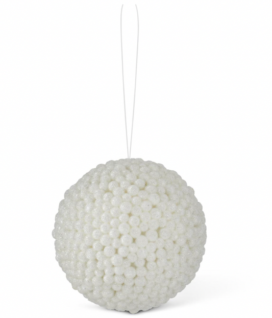 4.25 IN. ICY WHITE BERRY BALL ORNAMENT