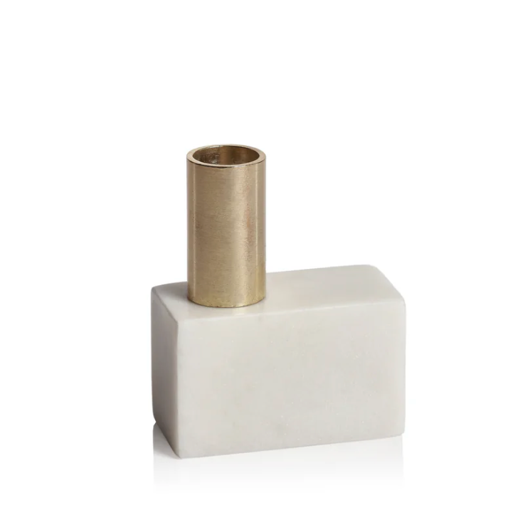Marikina Marble Candle Holder - White - Horizontal