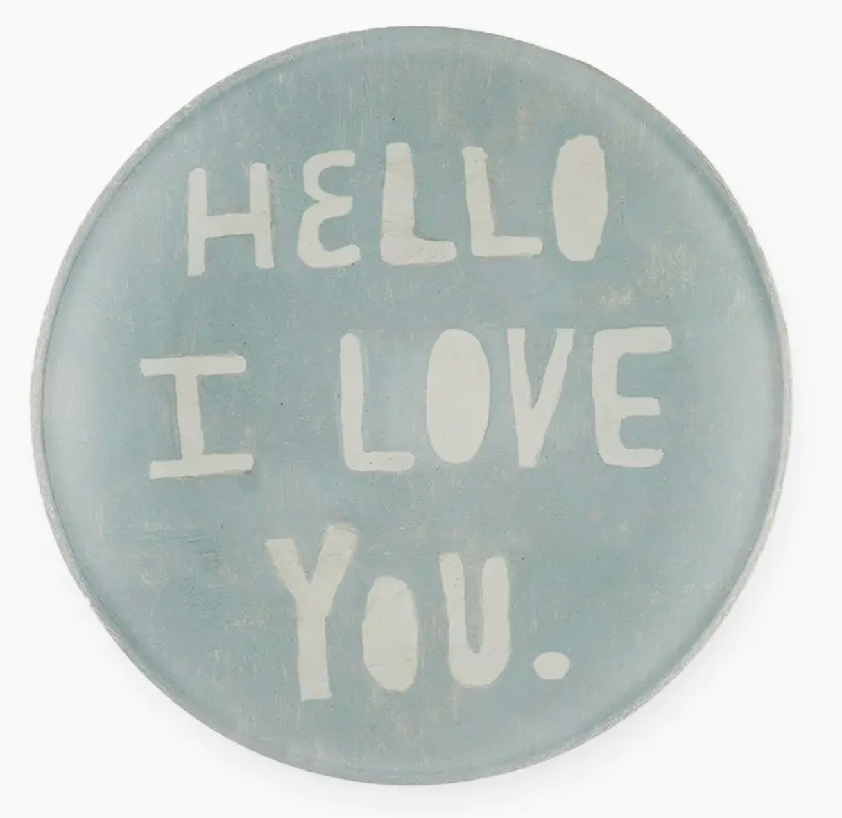 Hello I Love You Mini Round Decoupage Plate - 4"