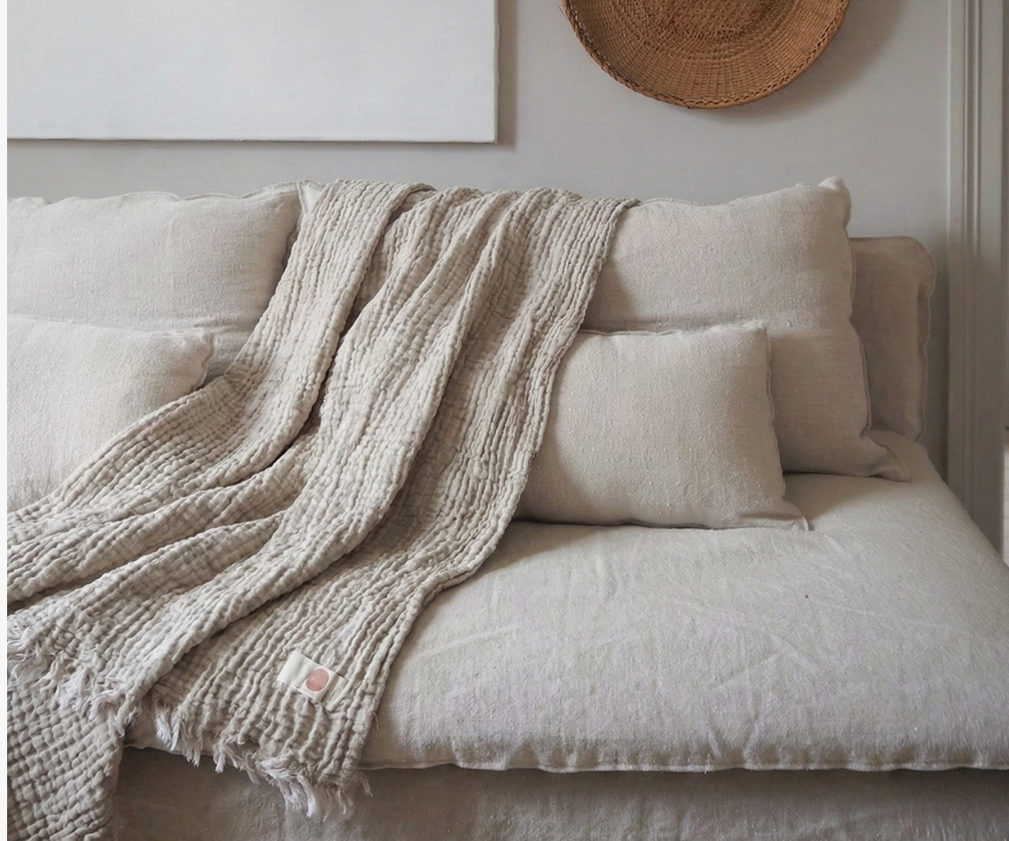 Muslin Cotton Throw- Beige