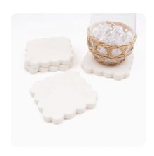 White Marble Scalloped Coaster