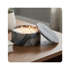 Amber and Oak Grey Glass with Lid Candle