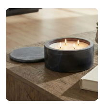 Noir Oud and Tobacco Black Glass Candle with Lid