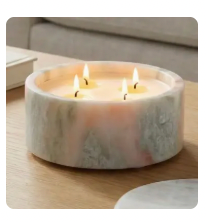 Vanilla and Musk Tan Marble Glass Candle