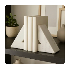 White Marble Bookends Set