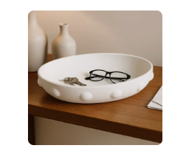 White Terracotta Bowl Beaded Accents