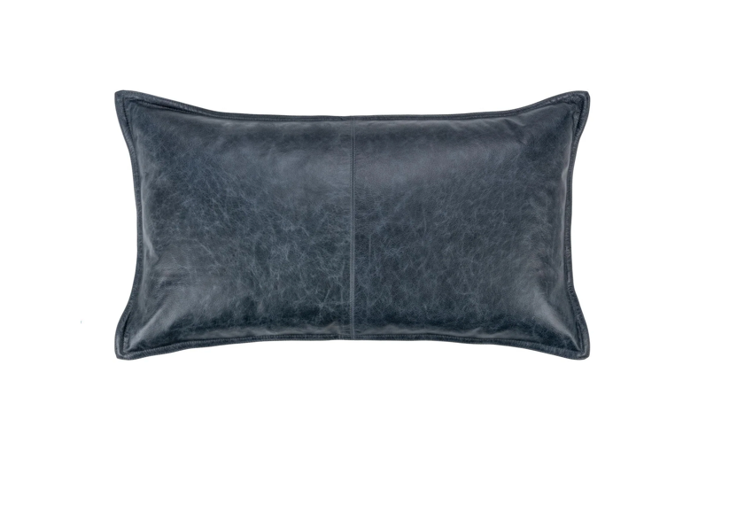 Nightfall Blue Leather Pillow