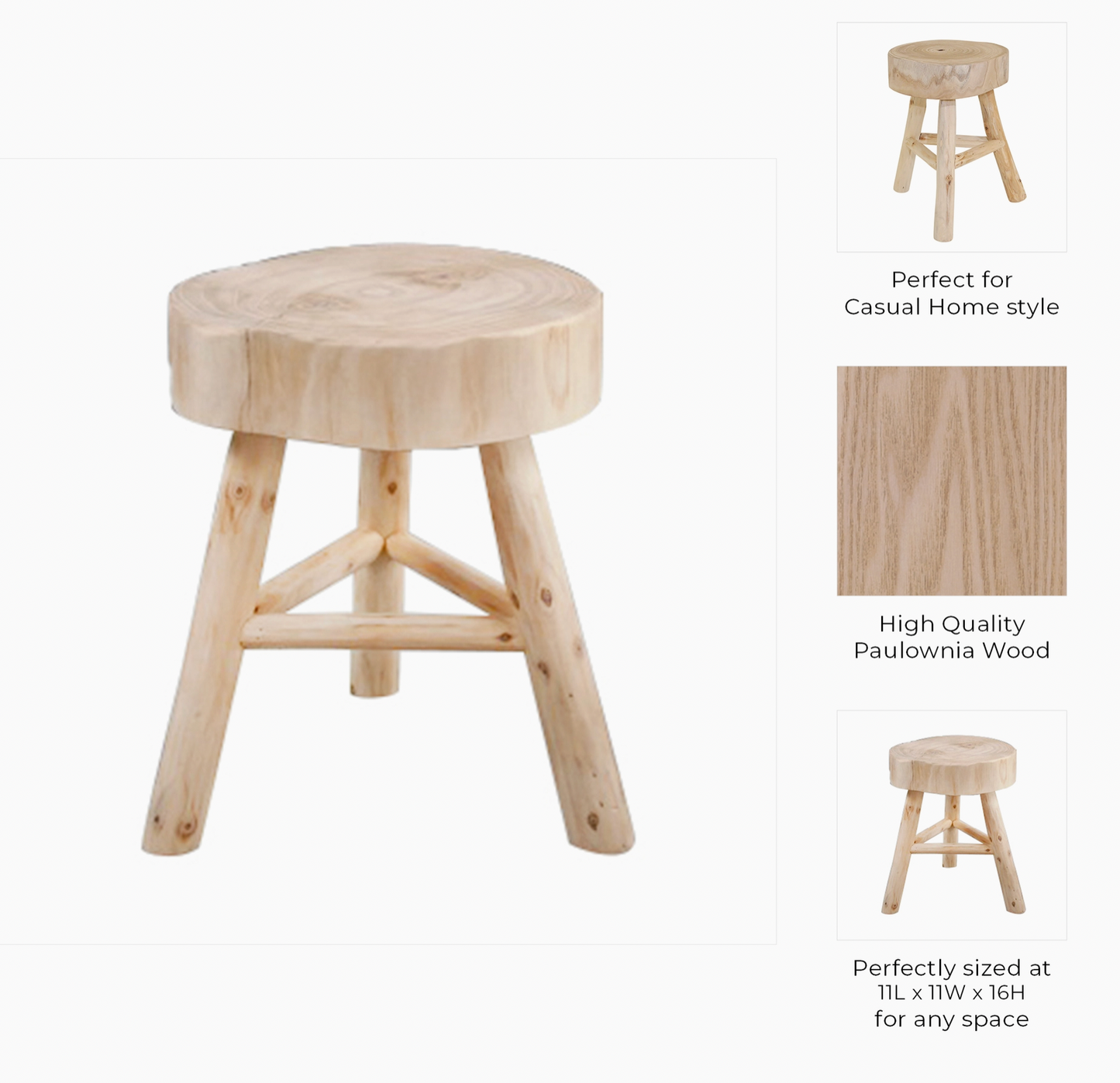 Wood Three Leg Stool
