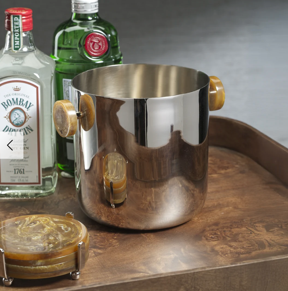 Spiga Ice Bucket - Nickel with Amber Accent