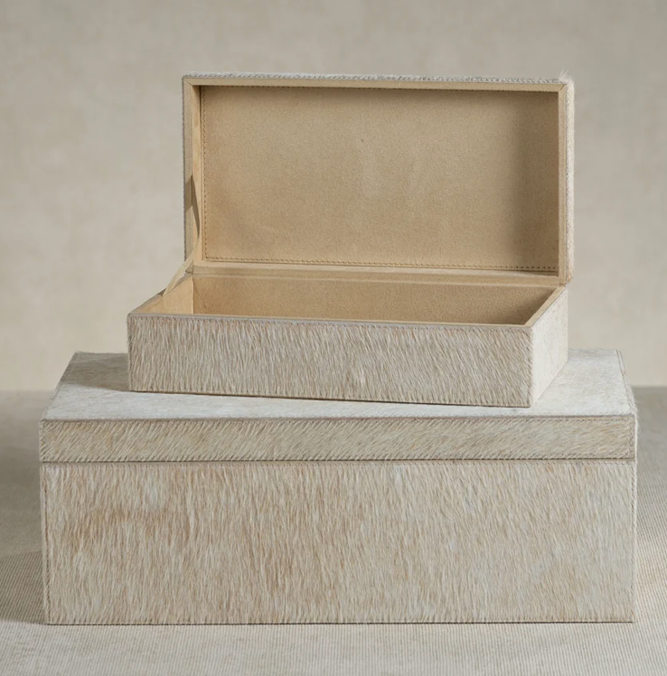 Corviglia Hair On Hide Leather Box - Tan - Small