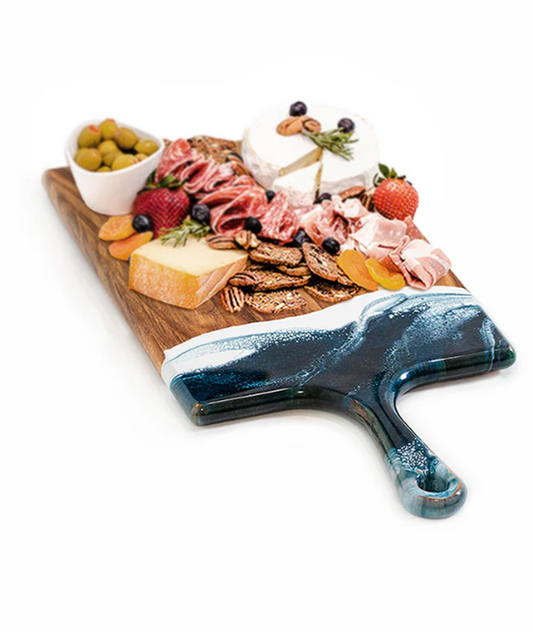Large Acacia Cheese Board - Navy Metallic