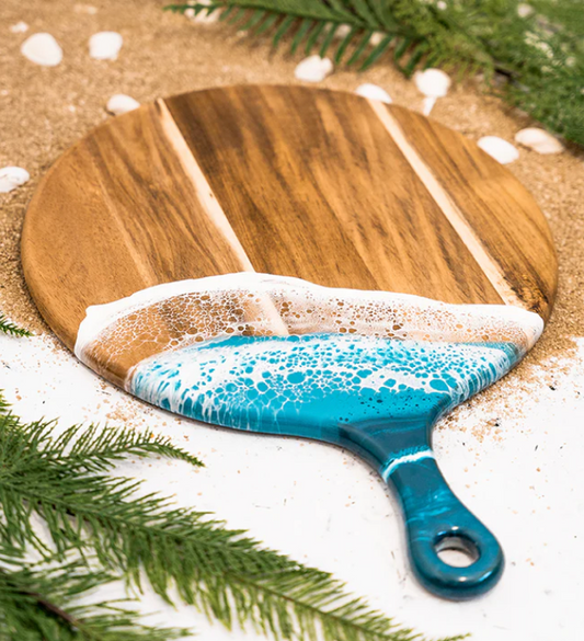 Round Acacia Cheese Board - Ocean