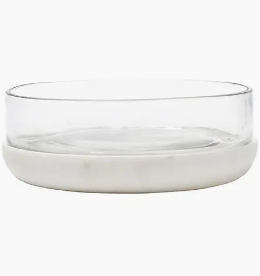 Marble and Glass Low Bowl