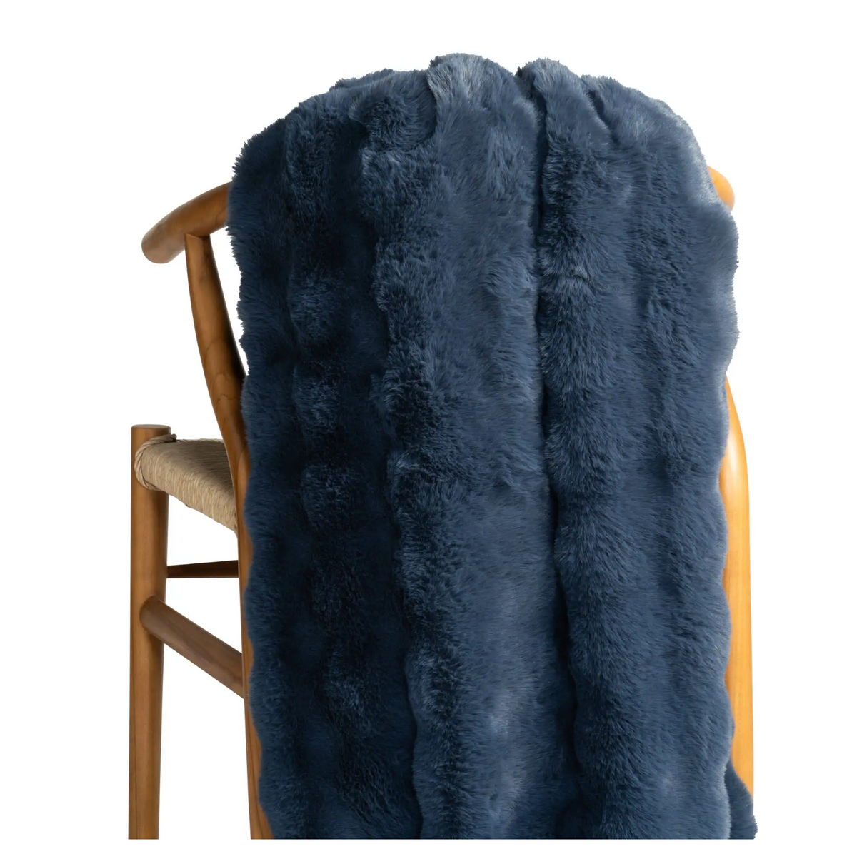 Navy-Fab Faux Throw